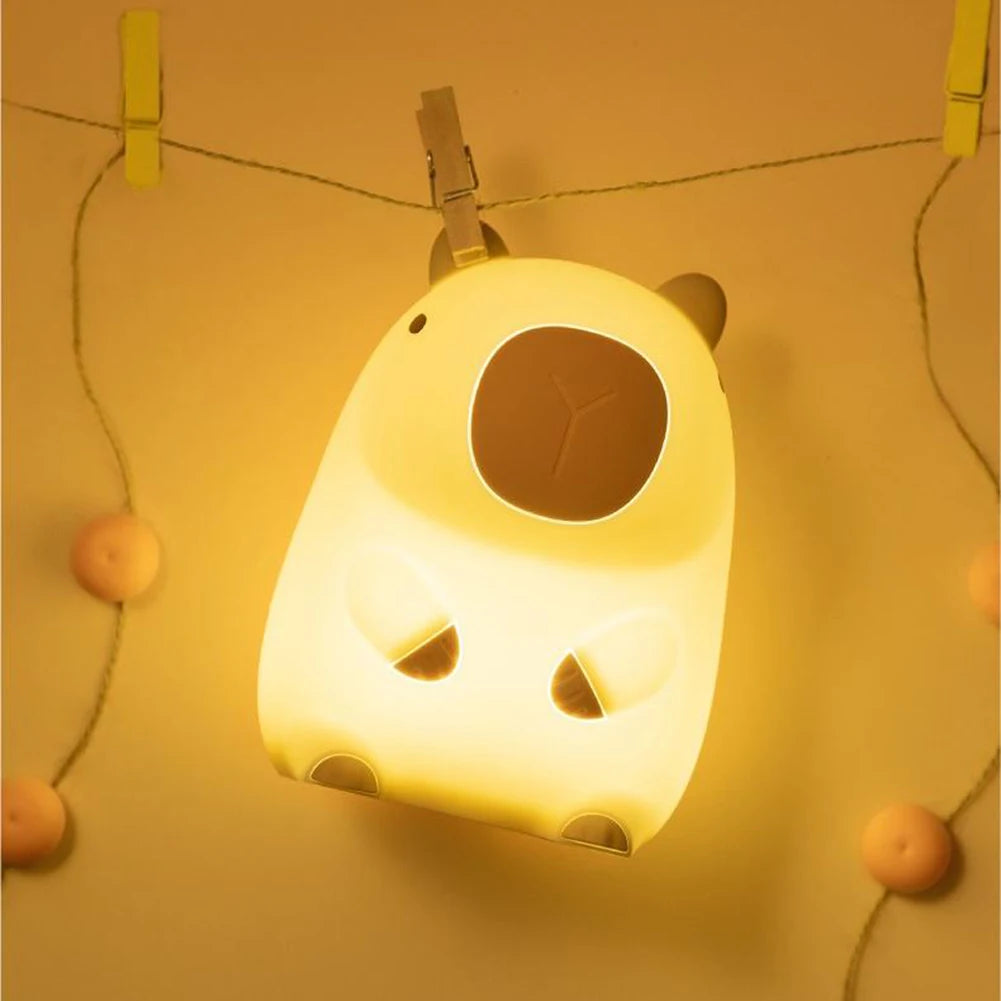 Capybara LED Lamp displayed on a child's bedroom wall